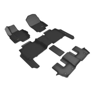 Mercedes-Benz GLS Floor Mat Set - Front, 2nd Row, 3rd Row - 3D MAXpider - Kagu - Black - `24-`26